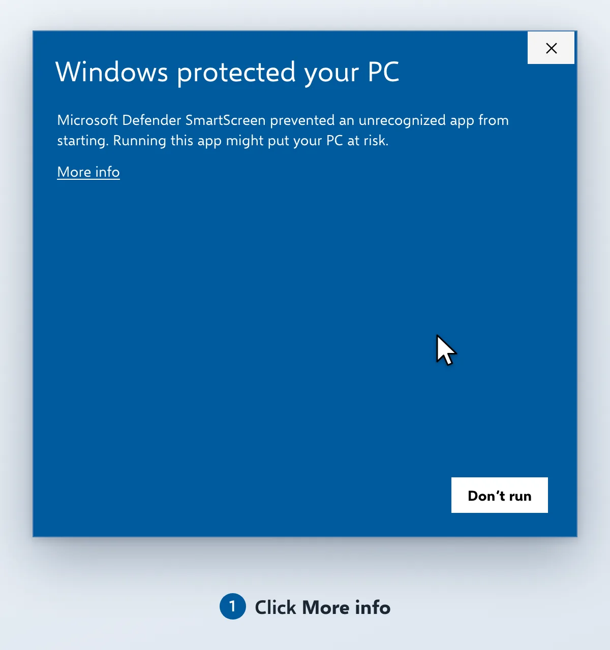 The blue “Windows protected your PC” box: choose More info, then Run anyway, and Haul Setup opens.